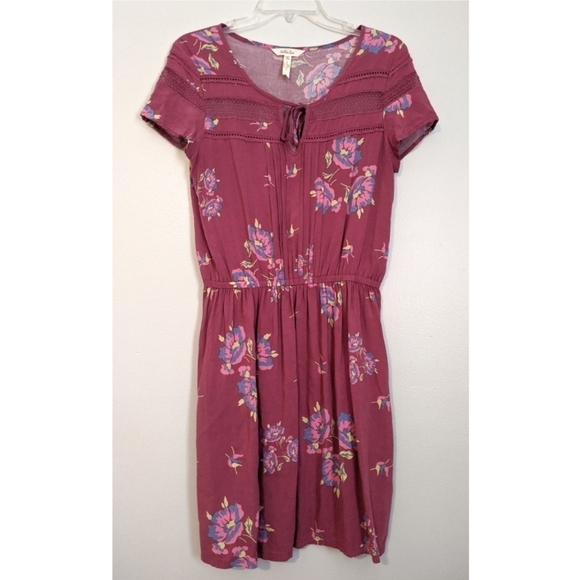 Matilda Jane Tie Neck Elastic Waist Tunic Dress M - Picture 1 of 4